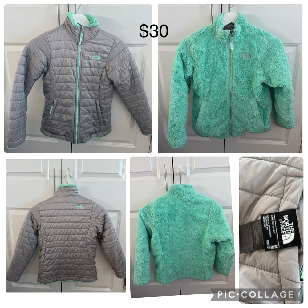 The North Face Girls Reversible Mossbud Jacket - Gray and Teal